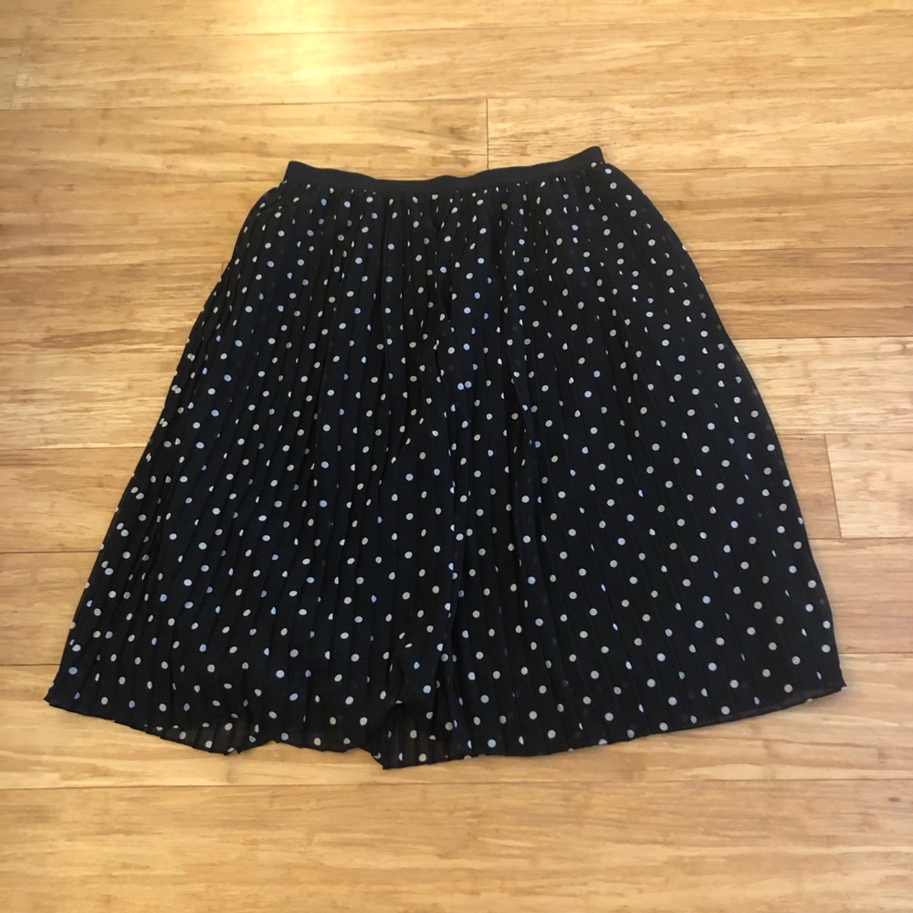 A New Day Black Chiffon Pleated Skirt Polka Dots